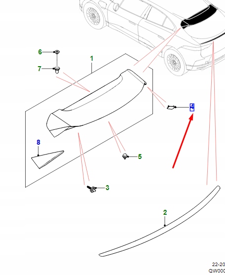 фото №1, Jaguar i-pace x590 rear спойлер left cap t4k1753 original