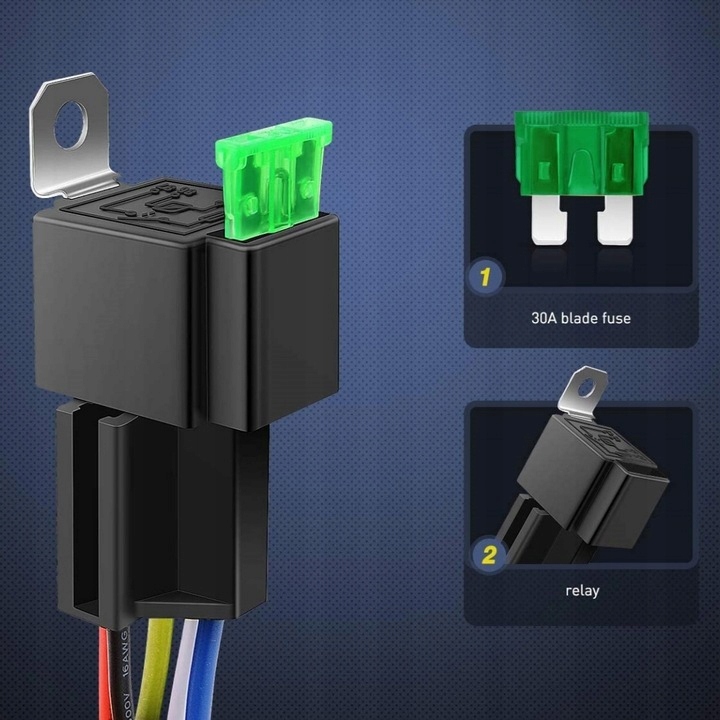 2x реле автомобильный 12v 30a с предохранитель + разъём 5pin Доставка
