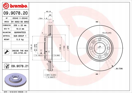 фото №3, Гальмівні диски гальмівні колодки перед brembo renault clio iv