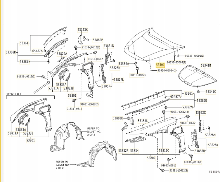 фото №1, Оригінальний номер lexus капот lexus rz 5330146030