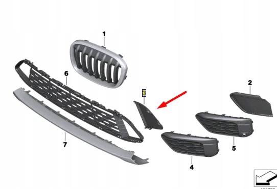 фото №11, Bmw x1 f48 перед правый средний решётка радиатора 51117374206