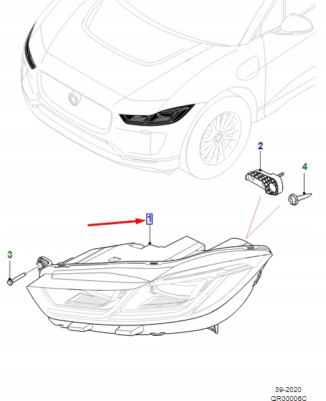 фото №1, Jaguar i-pace x590 передняя часть правый фара rhd t4k1432 original