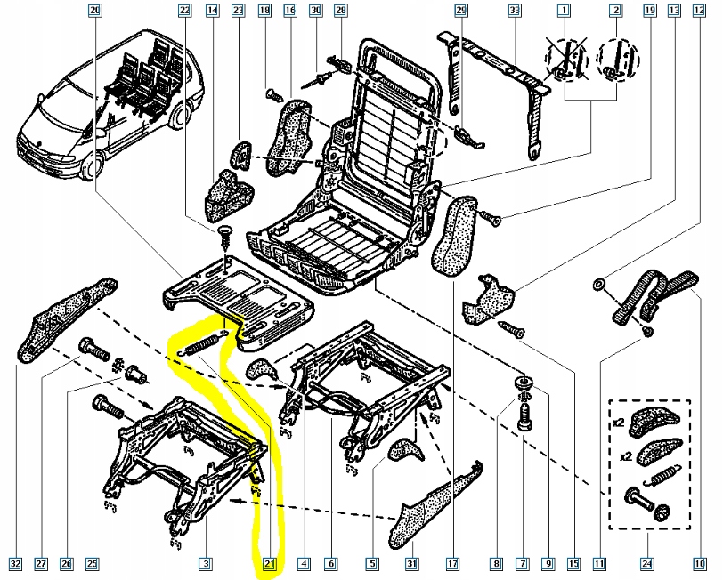 фото №8, Пружина сиденье renault espace iii оригинальный номер 6025103593