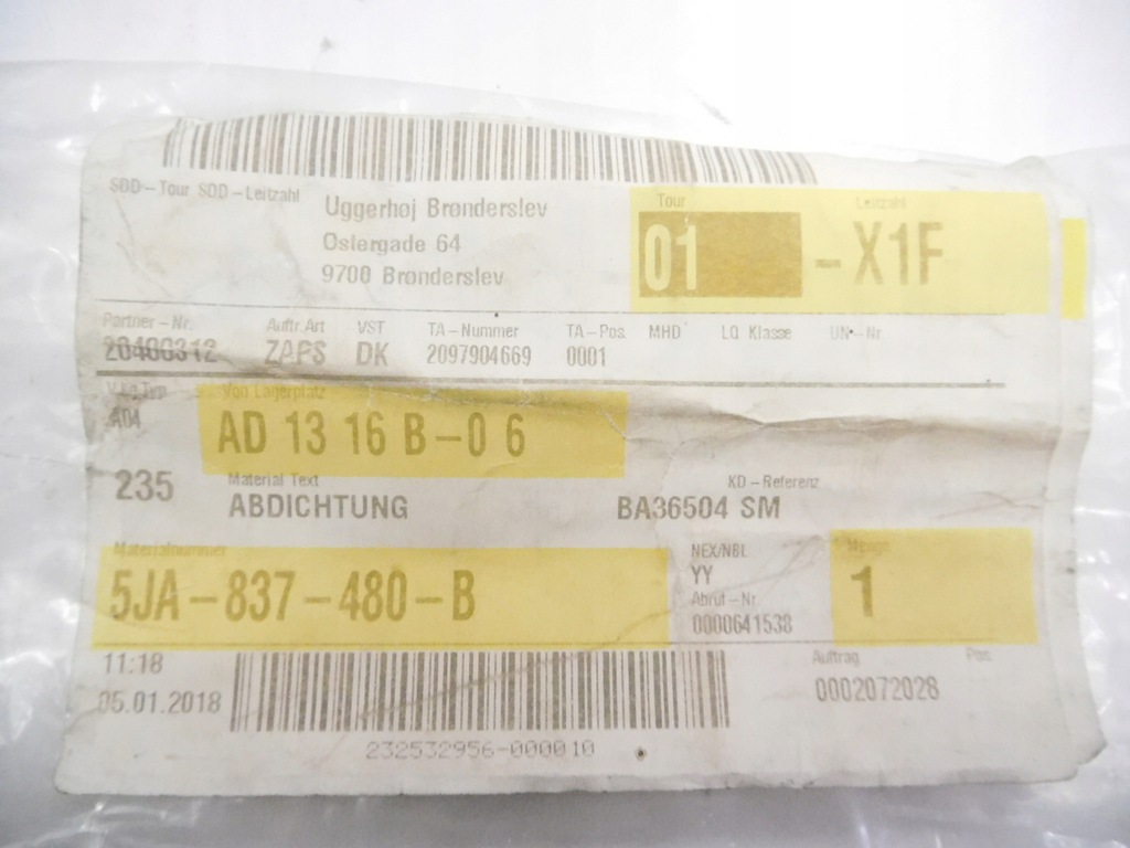 фото №10, Прокладка стекло дверь skoda rapid оригинальный номер 5ja837480b