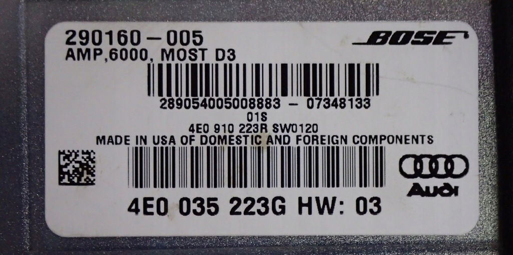 фото №11, Усилитель bose audi s8 a8 d3 4e0035223g