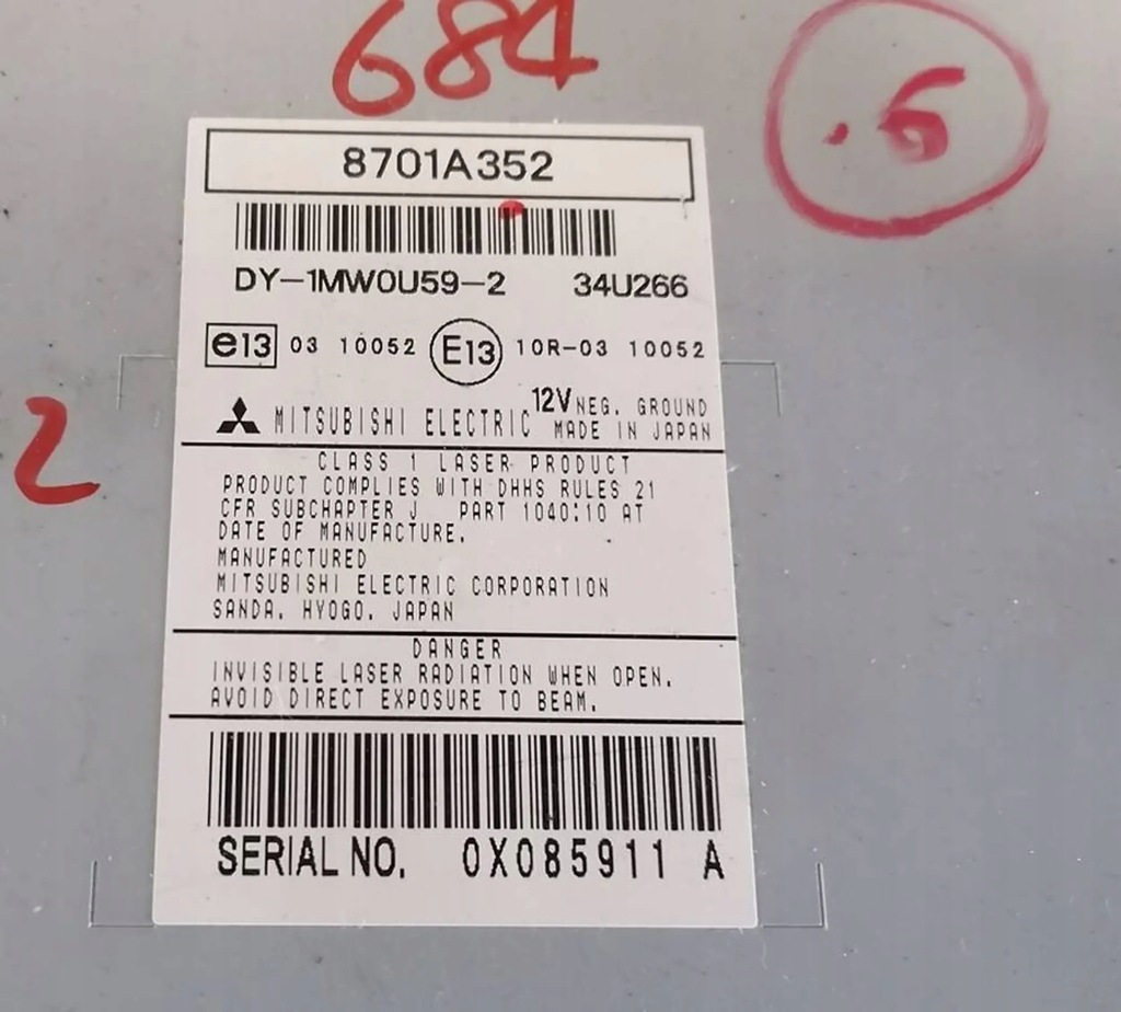 фото №2, Mitsubishi asx i 10r- радио cd 8701a352