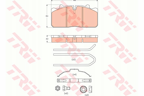 фото №14, Гальмівні колодки ham. iveco p./t. eurocargo 00- trw gdb5069