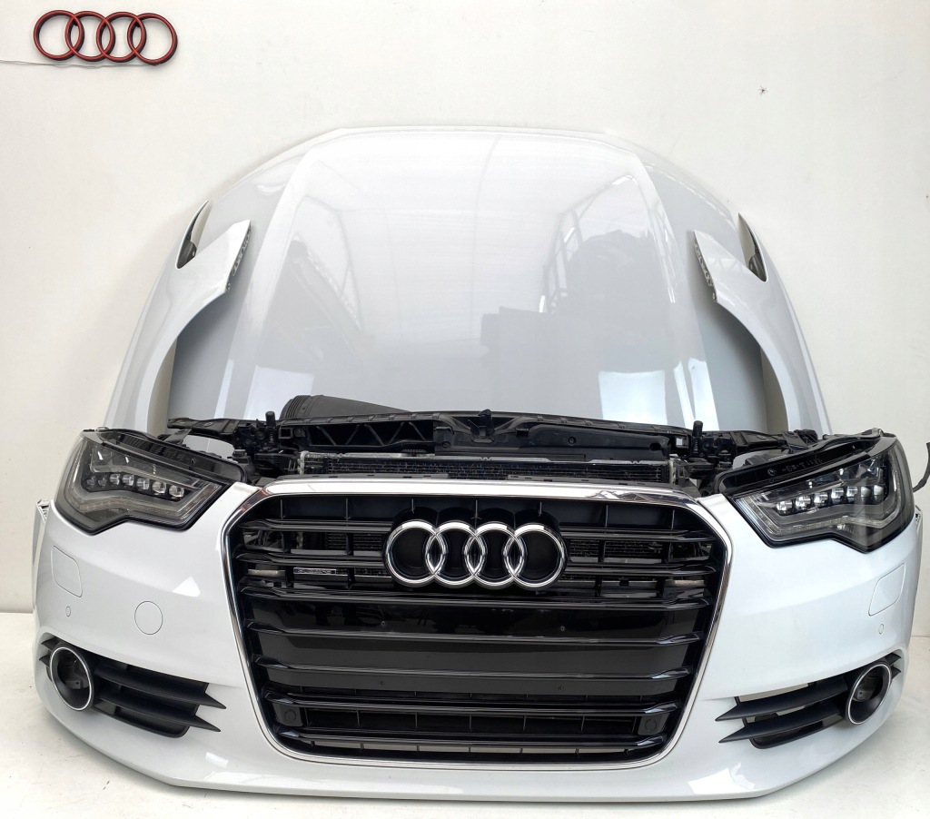 фото №1, Audi a6 4g c7 бампер капот pas лампи full led перед комплект білий