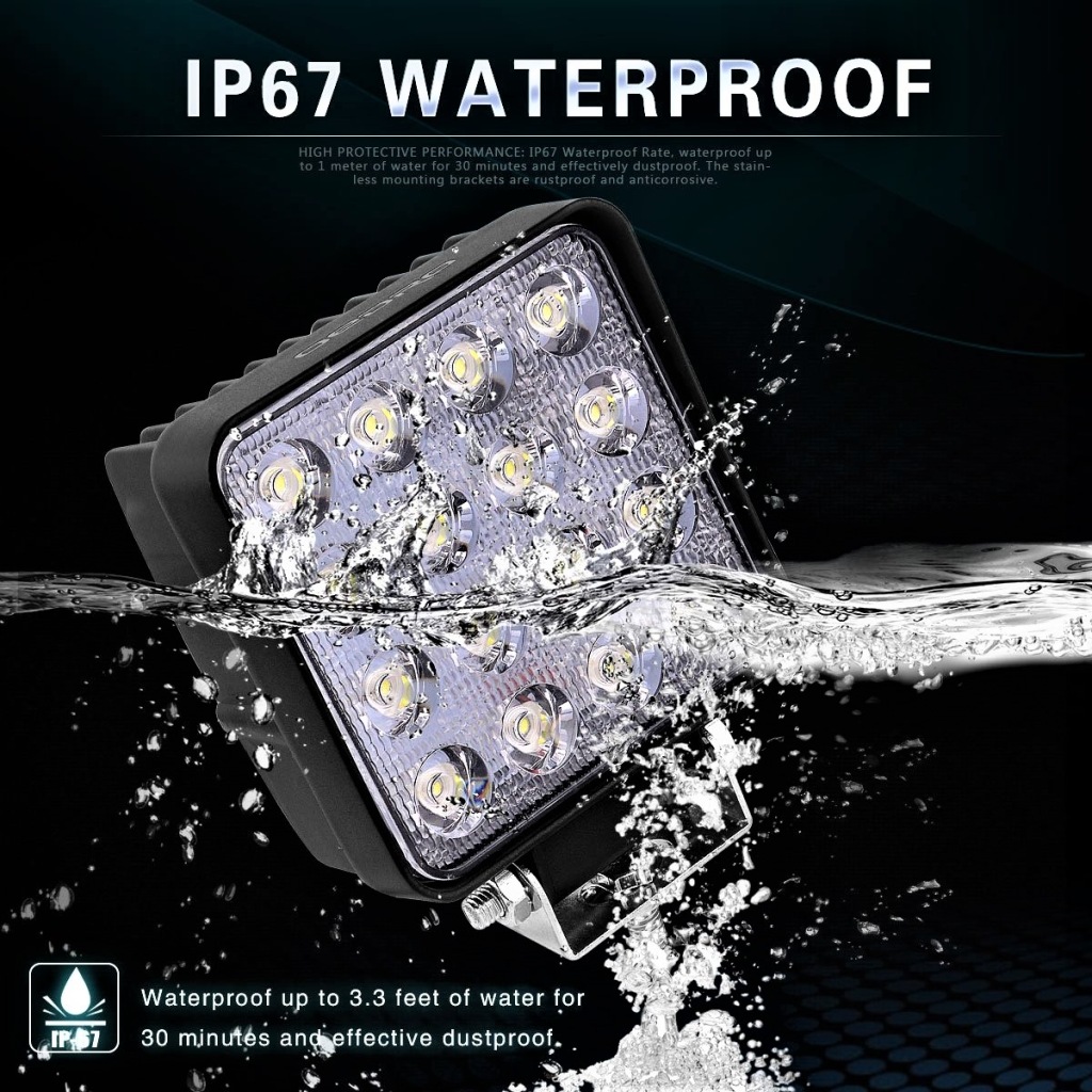 фото №9, Лампа робоча протитуманна фара led 16 діодна 48w платформа