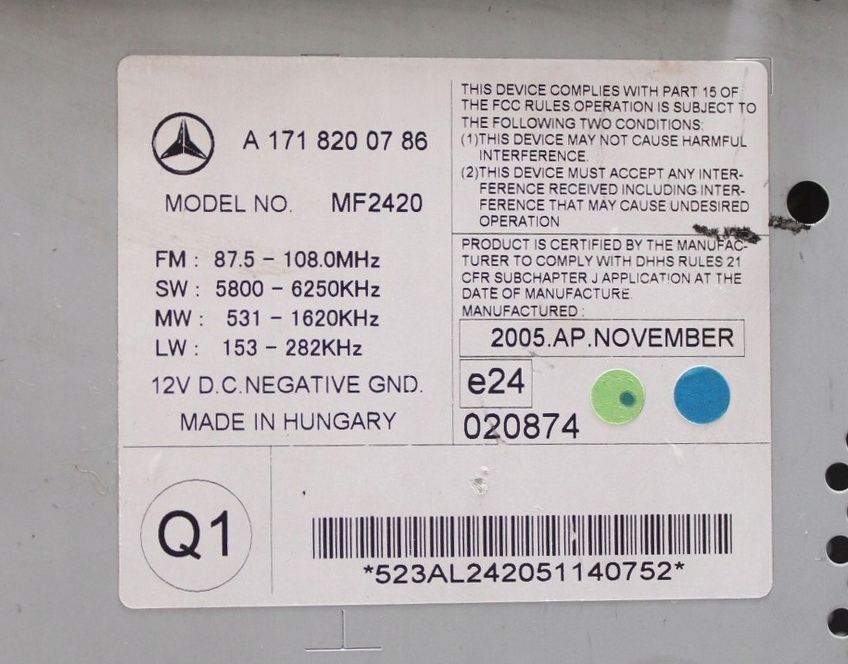 фото №6, Радіо cd mercedes slk w171 r171 a1718200786