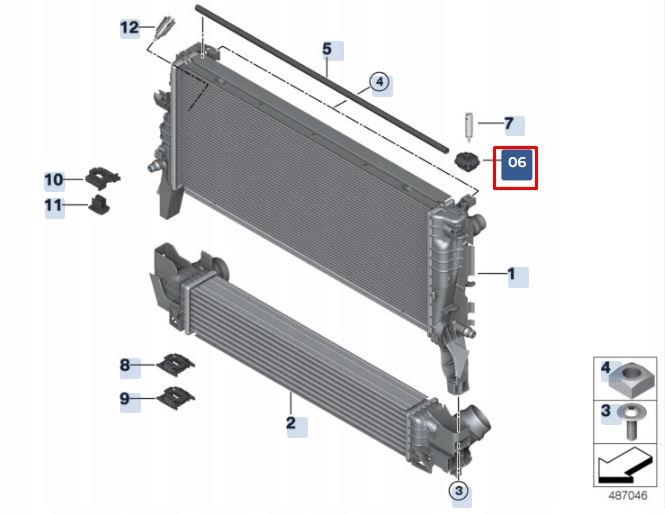 Купить Bmw x1 f48 верхний кронштейн радиатора 17117617617 7617617