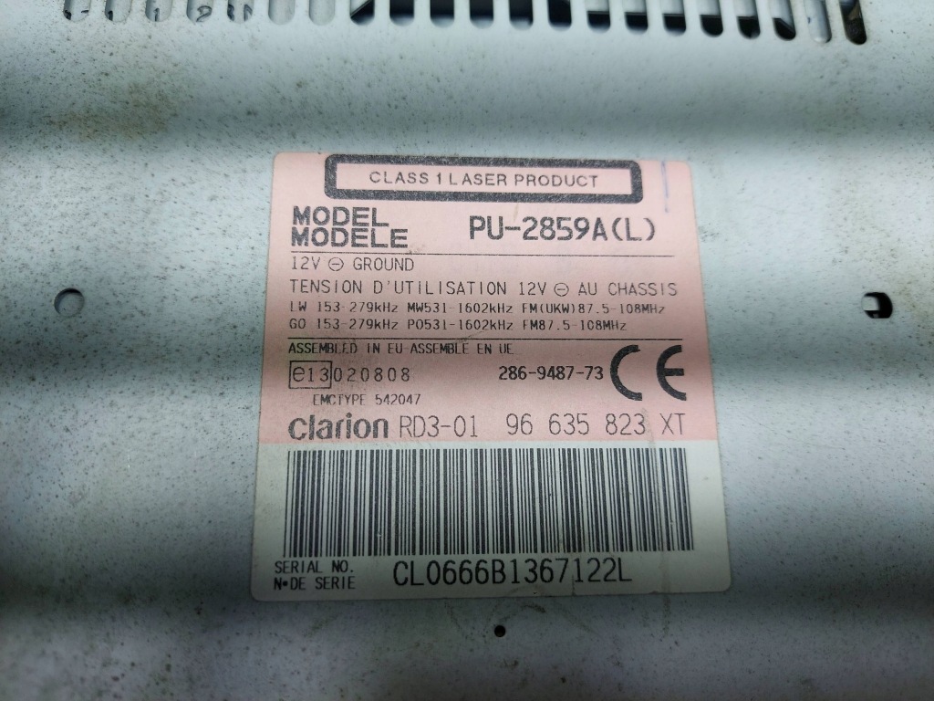 Радио радиопроигрыватель cd 96635823xt peugeot 206 Оригинал