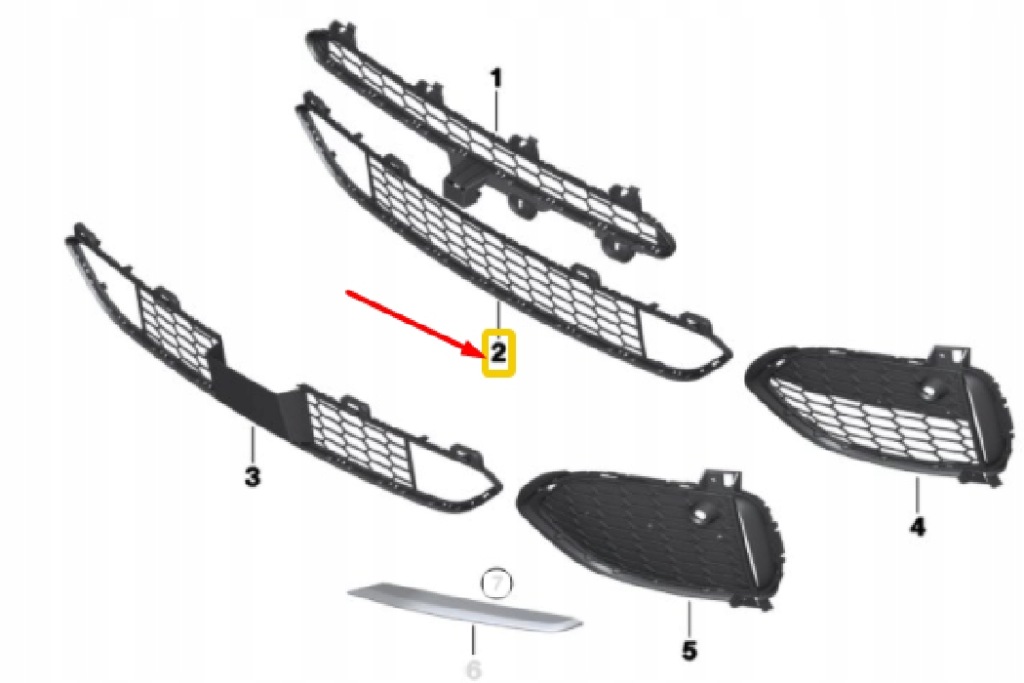 Bmw x5 f15 бампер передній m нижня середня решітка 8054012 51118054012 Ціна