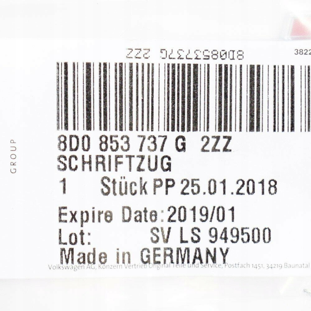 фото №6, Vag inskrypcja хром audi a3 a4 a6 1995-2017 оригинальный 8d0853737g2zz