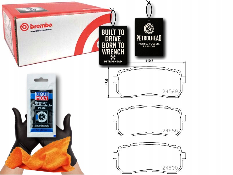 фото №1, Тормозные колодки тормозные задняя hyundai ix55 kia sorento iii 2.0 #petrolhead pro+ kit3