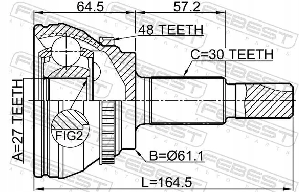 фото №3, Шарнір піввісь перед 0110-gsu45a48 febest lexus