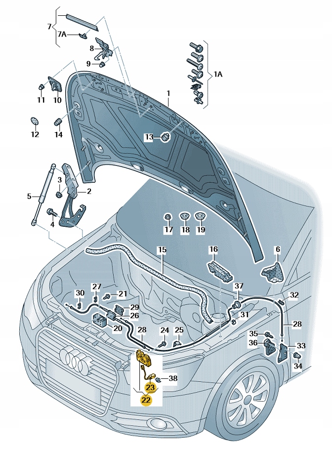 фото №1, Замок капот с переключателем audi a1 aso оригинал