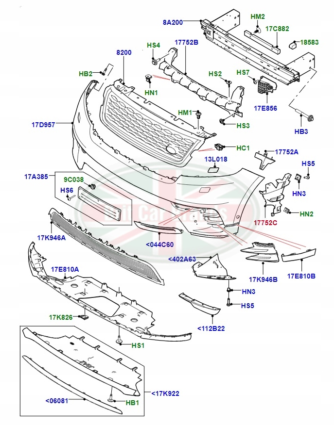 фото №3, Лівий кронштейн передній бампера range rover velar l560 lr094996