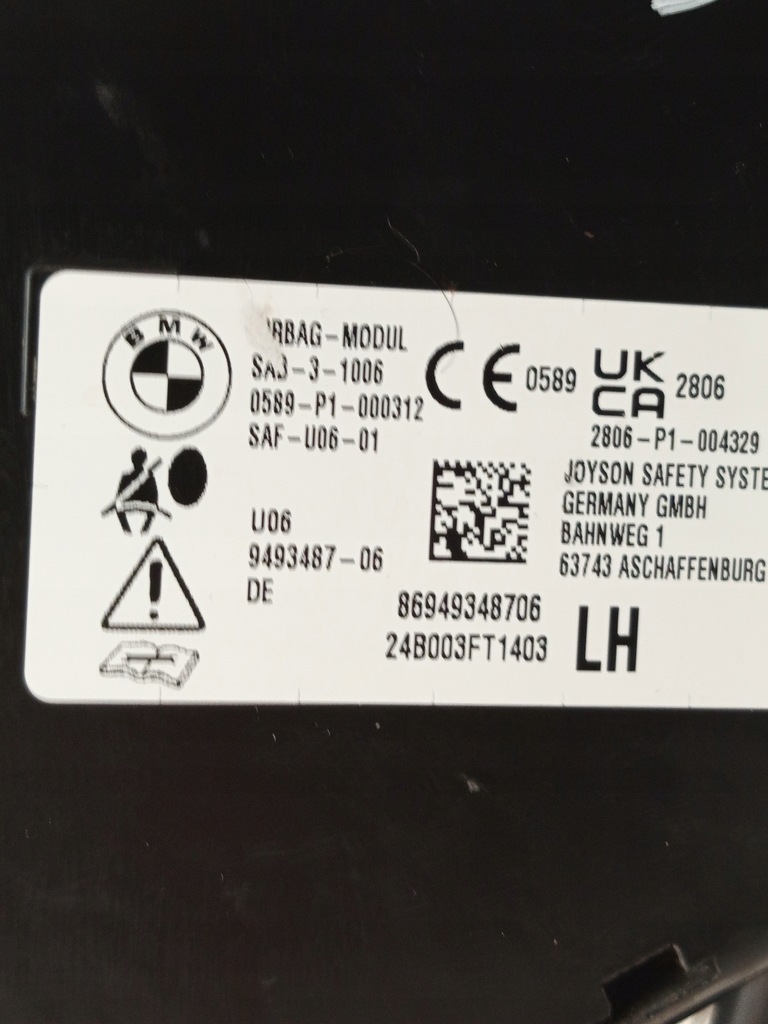 фото №7, Bmw u06 x1 u11 x2 u10 u25 подушка безопасности подушка сиденье левая перед 9493487