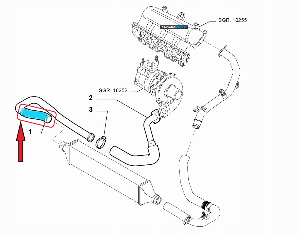 Шланг труба turbo інтеркулер fiat grande punto 1.3 d multijet 51871134 Зі Шроту