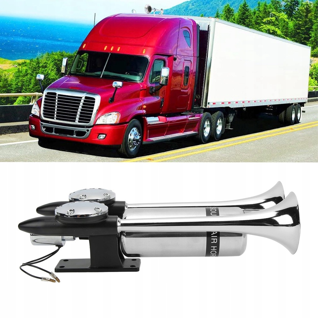 фото №16, Клаксон сигнал пневматическая 300db хром компрессор 12/24v автомобильная