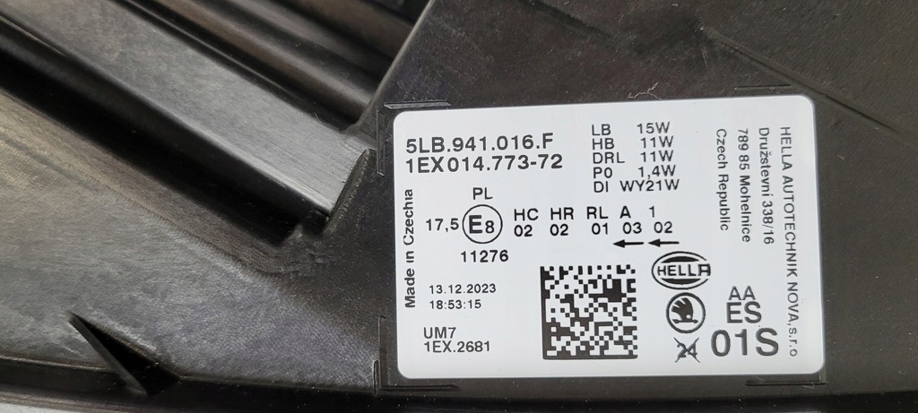 фото №14, Лампа правая skoda enyaq iv 5lb ,,skoda crystal lighting,, 2020- 5lb941016b