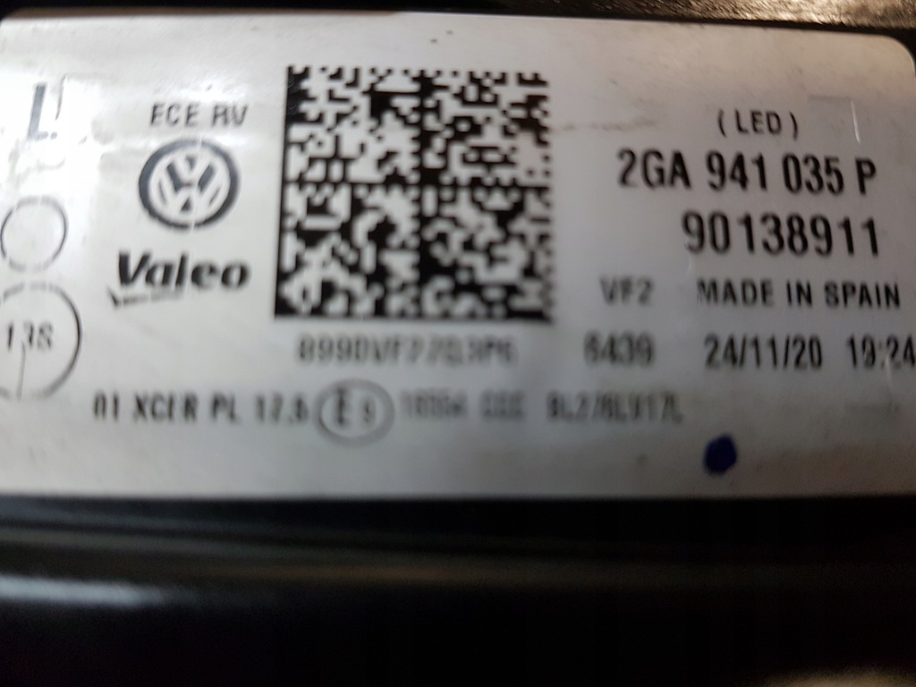 фото №2, Лампа левая левый перед передняя vw t-roc t roc 2ga