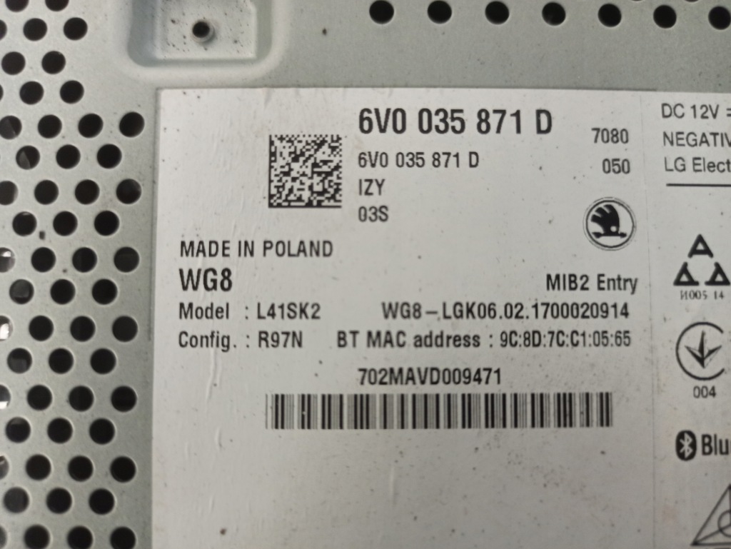 фото №4, Skoda fabia iii радіо заводський oryg 6v0035871d