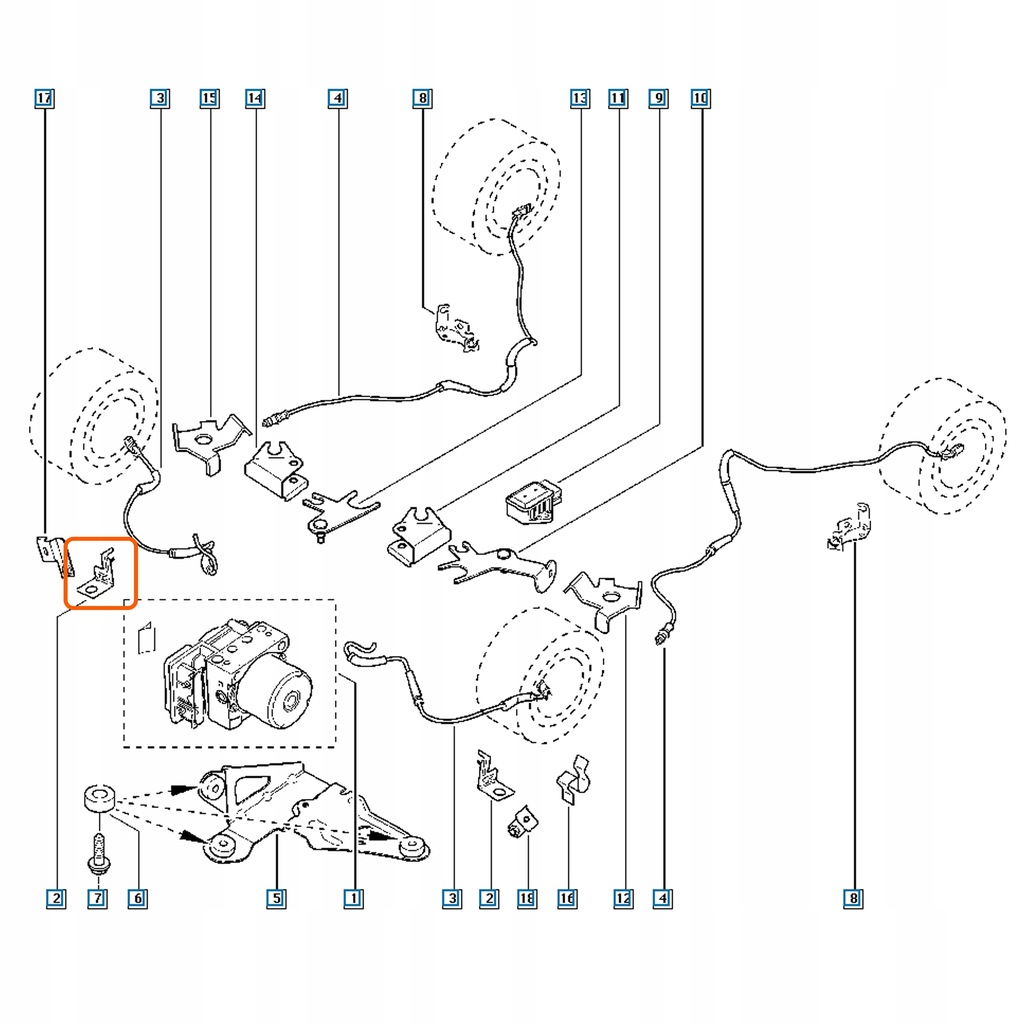 фото №10, Кронштейн датчика abs megane ii перед 8200306036