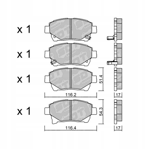 фото №1, Galfer/sdt 2160500 тормозные колодки тормозные aston martin cygnet toyota prius iq