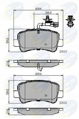 фото №1, Гальмівні колодки гальмівні comline odp.gdb1903 /sys.brembo/ opel movano 10-/renault