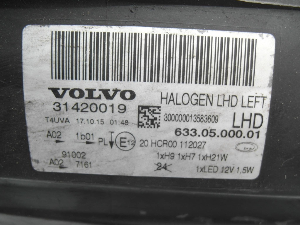 фото №13, Volvo s80 ii v70 iii lift білий звичайна лампа передня ліва 31420019 nr72