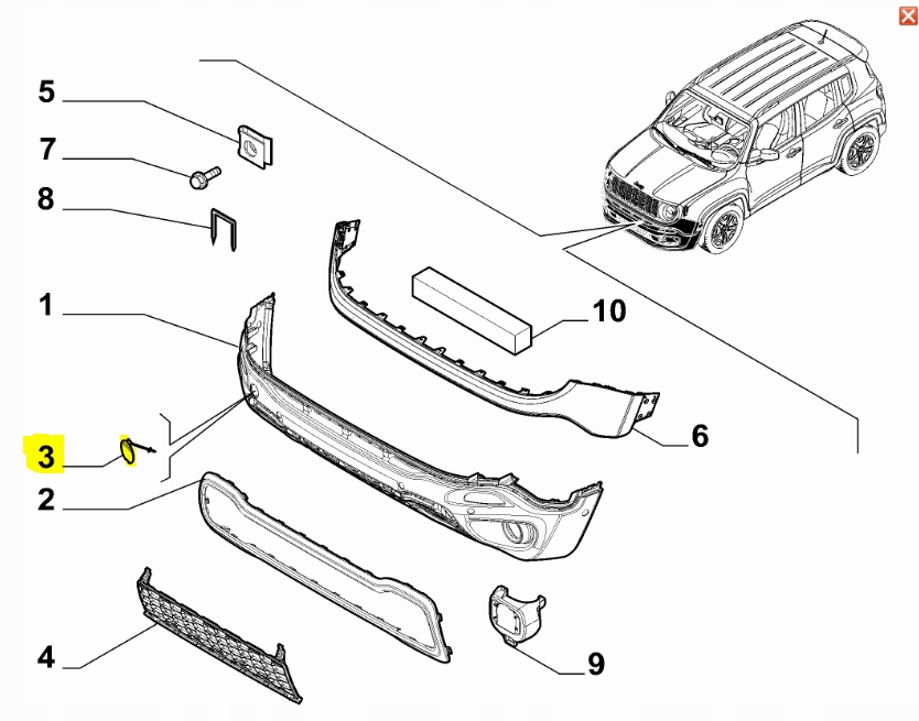 фото №3, Jeep renegade передняя заглушка бампера оригинальный номер 735602369