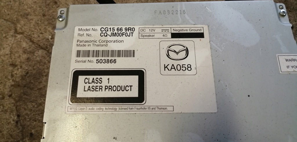 фото №2, Mazda 5 cw 10- радіо cd mp3 cg15669r0