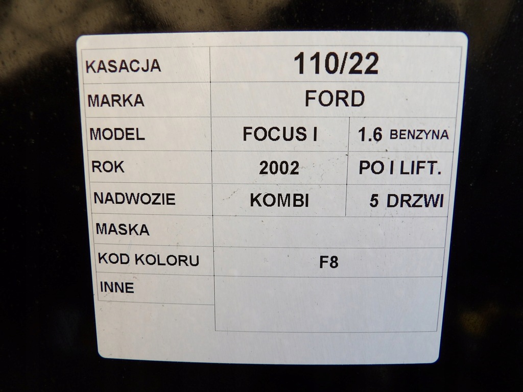 фото №4, Капот ford focus i kombi lak. f8