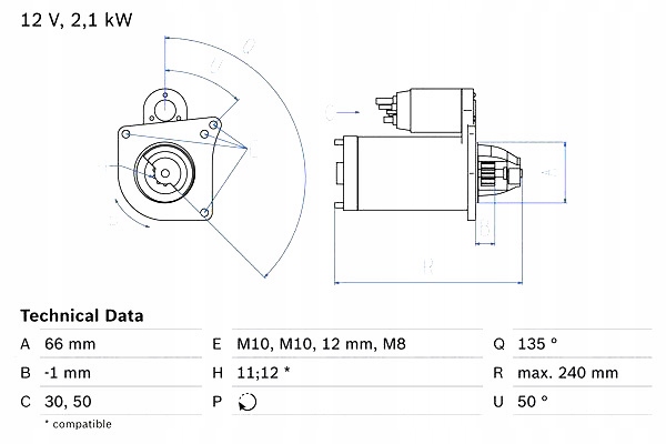 Bosch стартер renault megane ii/ laguna i/ii/ scenic ii/ trafic 2 1,9dc Ціна