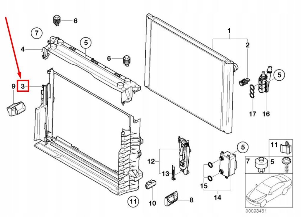 фото №7, Bmw 7 e65 e66 e67 кронштейн модуля радіатора 17117507970 7507970 оригінальний