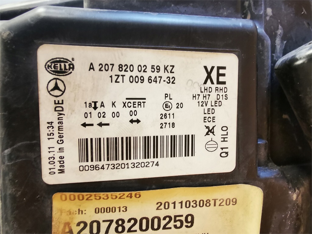 фото №11, Mercedes e-klasa w207 лампа права ксенон комплектна europa