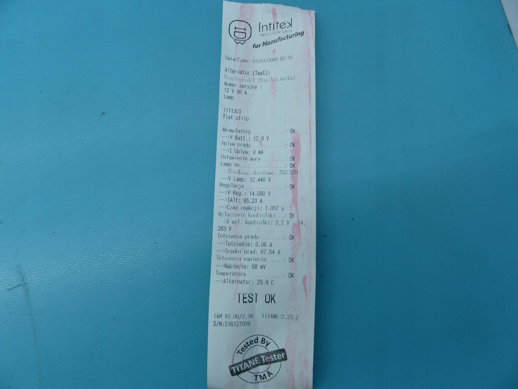 фото №6, Test генератор fiat stilo 0124325058 1.6 16v