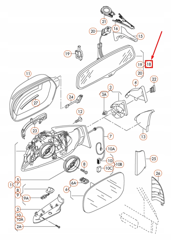 фото №5, Audi q5 8r interior rear вид mirror 8r0857511aj50