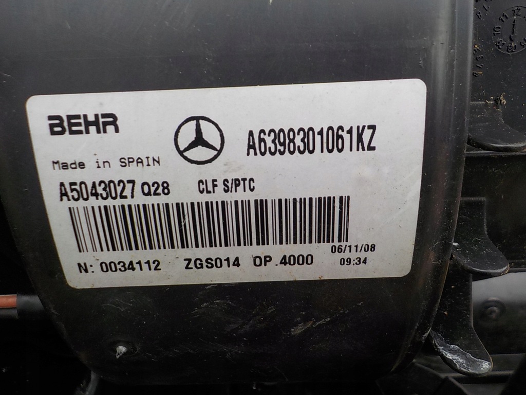 фото №8, Mercedes w639 отопитель a6398301061