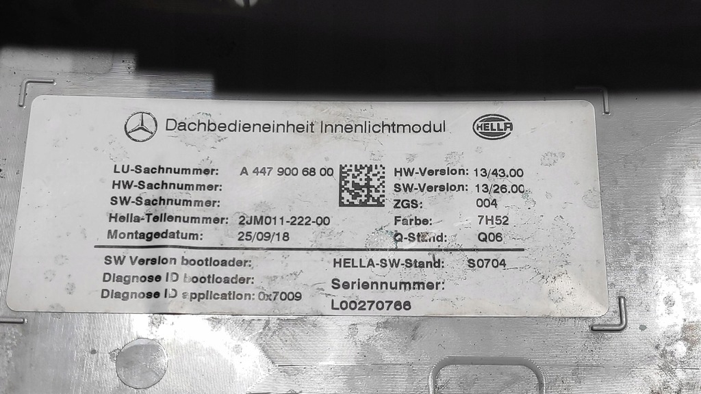 фото №7, Лампа потолочный освещение кабины vito mercedes w447 a4479006800