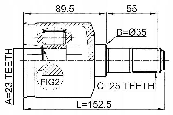 фото №2, Febest шарнір піввісь внутрішній hyundai matrix 01 -oct.2006 2001-