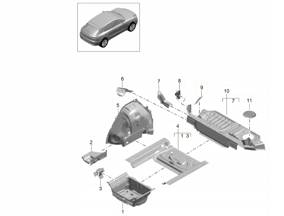 фото №1, Плита підлогова задня porsche macan 2.0 r4 95b802087aygrv