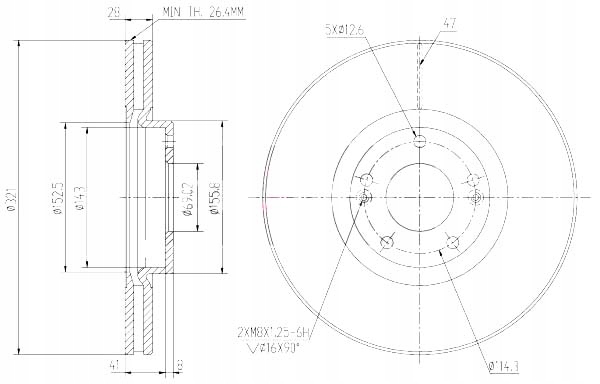фото №1, Тормозные диски ham. 2szt hyundai p. santa fe 06- ix55 08-