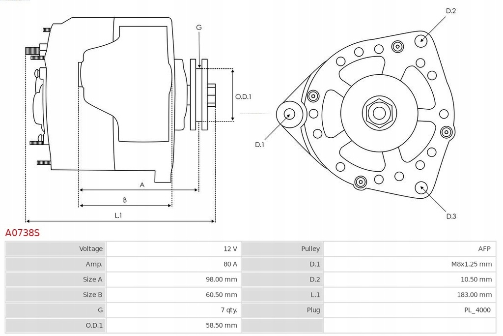 фото №13, Генератор 80a a0738s as-pl toyota hilux hiace land cruiser dyna