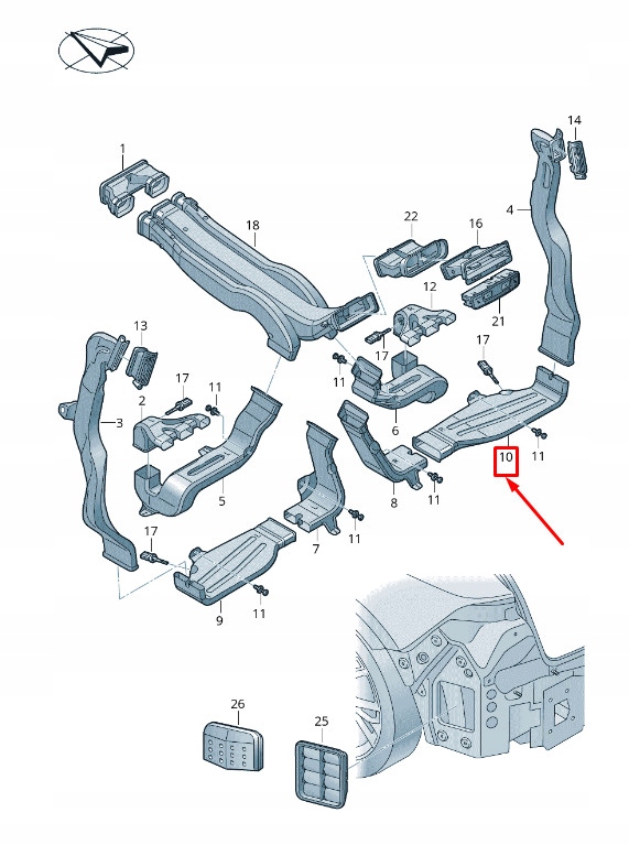 фото №1, Audi q8 4m rear правый lower прибор панель air воздуховод 4m0819812e original