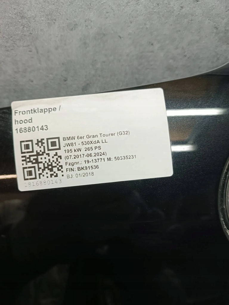 фото №5, Капот цвет 475 bmw 6 g32 gran turismo