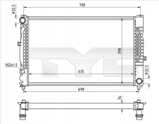 Радиатор воды 702-0010-r tyc audi a4 b5 8d2 Цена