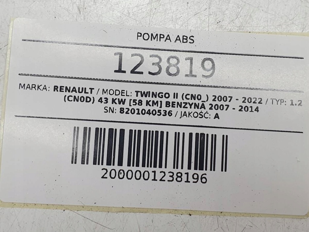 фото №7, Насос тормозная abs renault twingo ii 8201040536